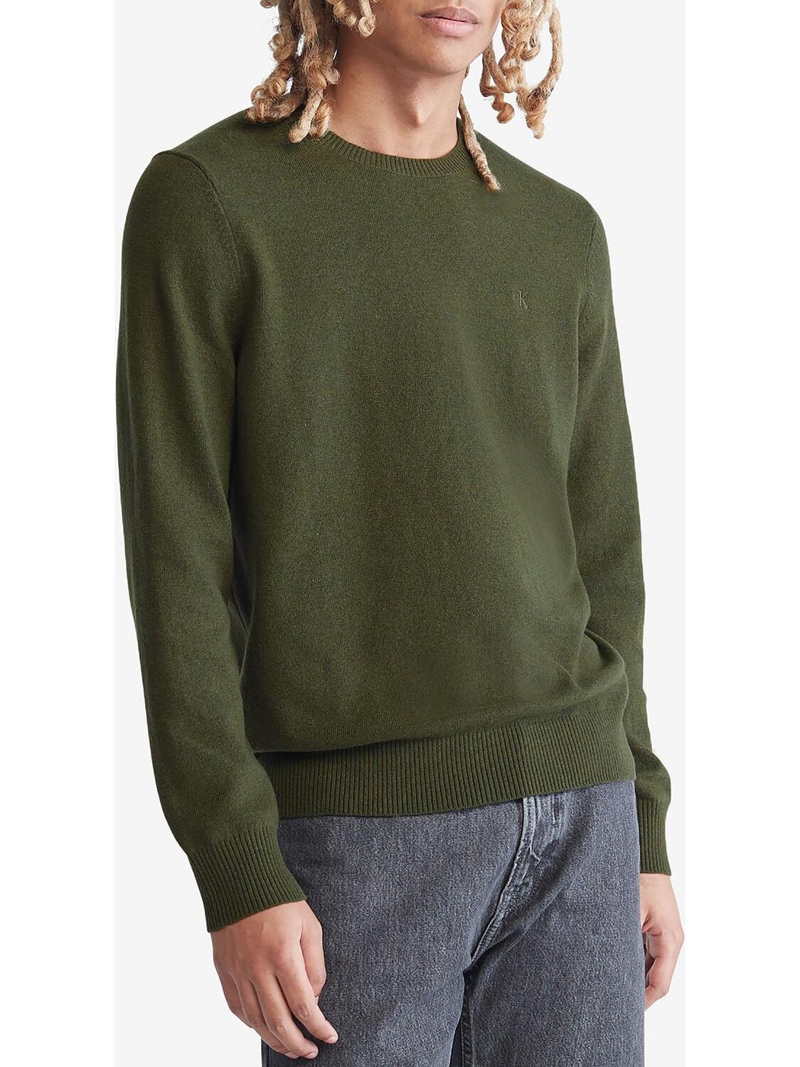 

Мужской свитер из смесовой шерсти с круглым вырезом Calvin Klein, цвет Jolly Green