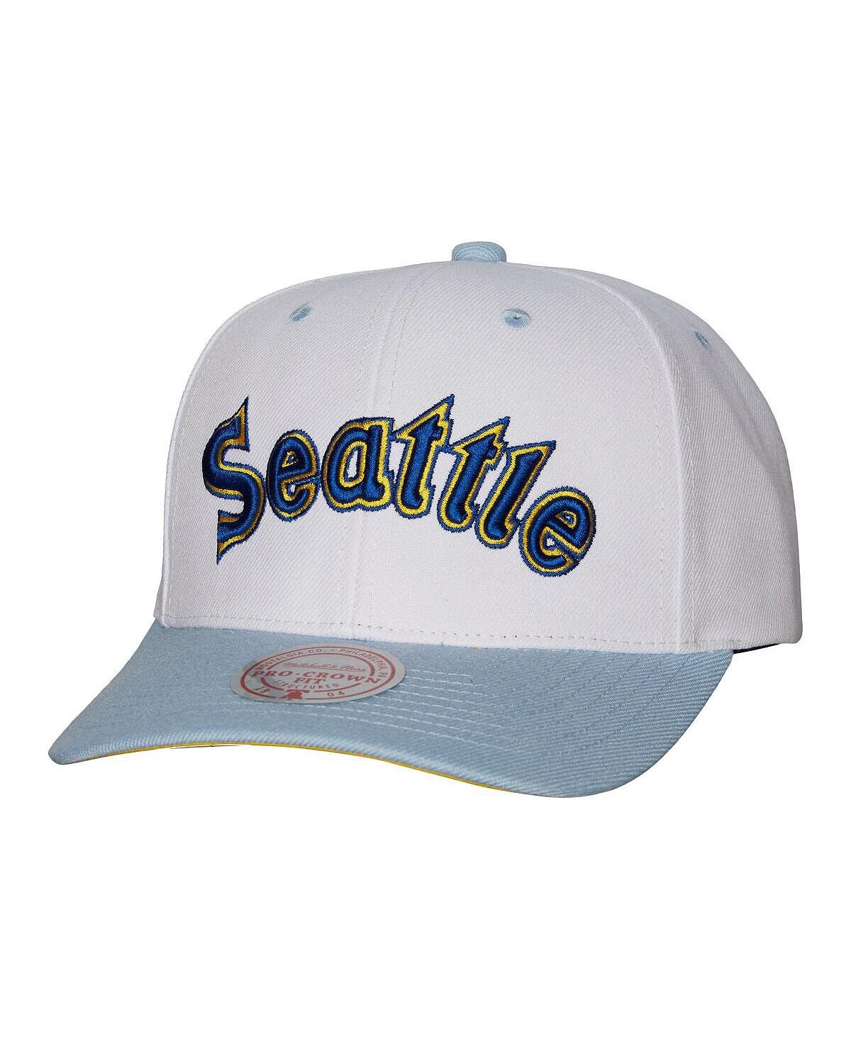 

Мужская белая кепка Seattle Mariners Cooperstown Collection Pro Crown Snapback Mitchell & Ness
