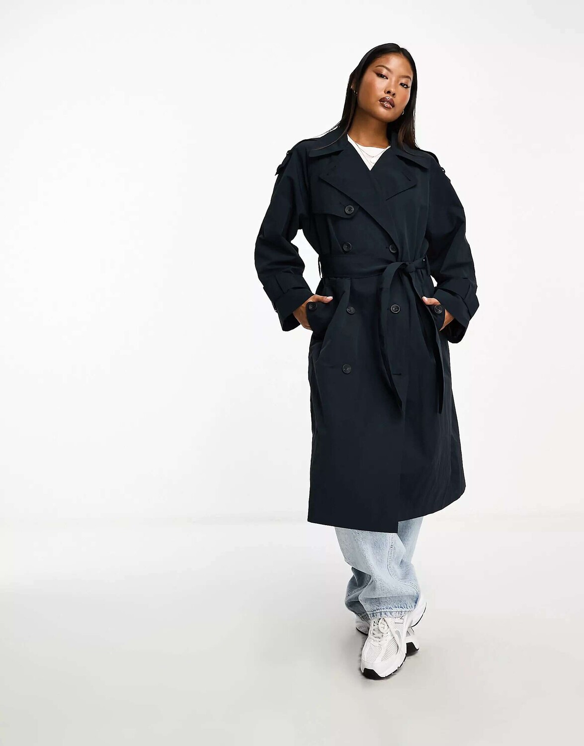 

Темно-синий тренч ASOS DESIGN Petite