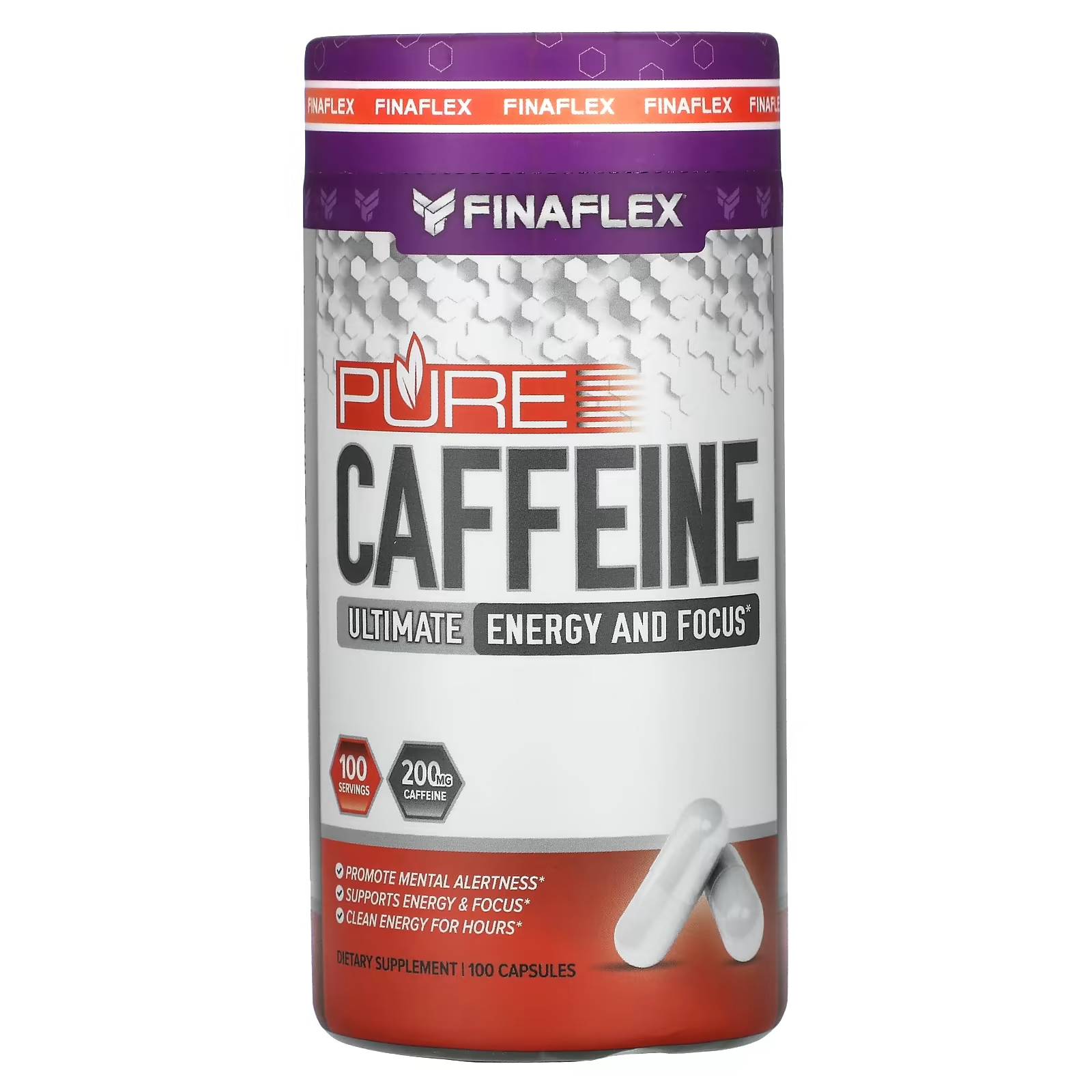 Чистый кофеин Finaflex, 200 мг, 100 капсул витамин с finaflex 1000 мг 100 капсул