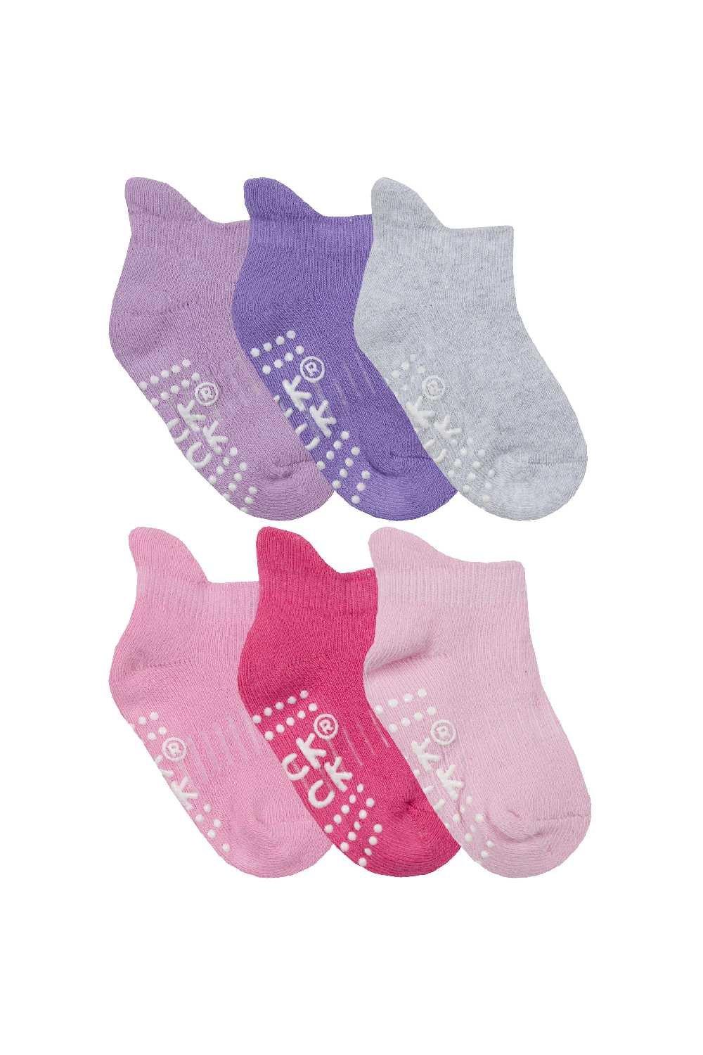 12 пар детских нескользящих хлопковых носков с захватами для тренировок по щиколотку Sock Snob, розовый