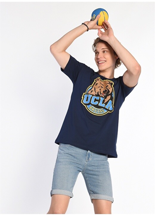 

Темно-синяя мужская футболка с круглым вырезом Ucla, Синий