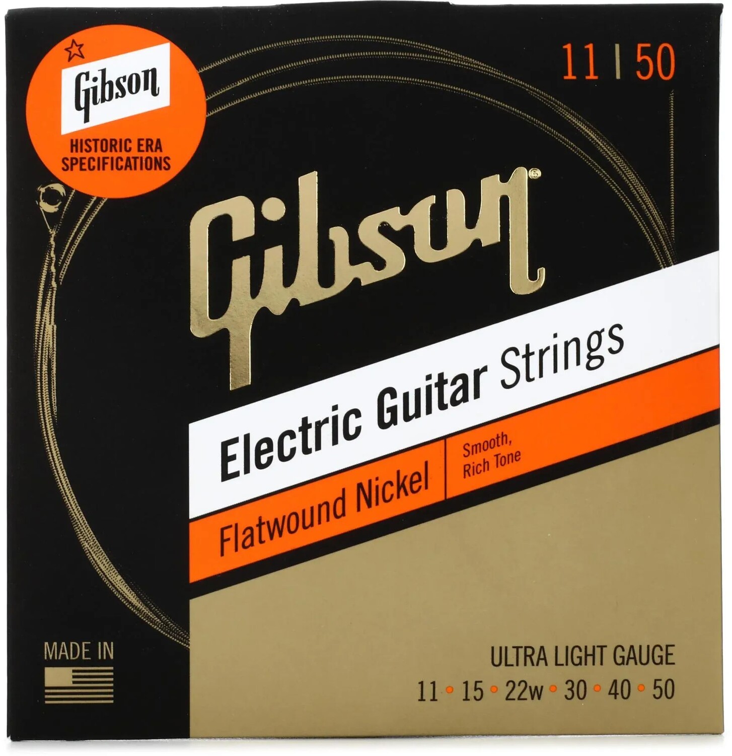

Аксессуары Gibson SEG-FW11 Струны для электрогитары с плоской обмоткой — сверхлегкий калибр .011-.050