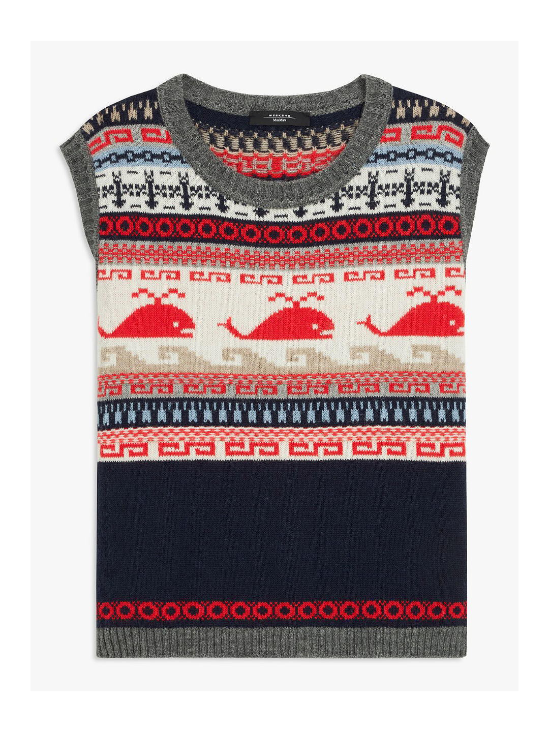 

Майка Weekend MaxMara Sughero Fair Isle, красный/мульти