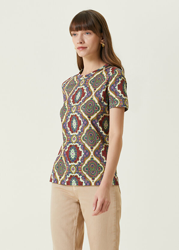 

Бордово-красная футболка с узором Etro, Красный
