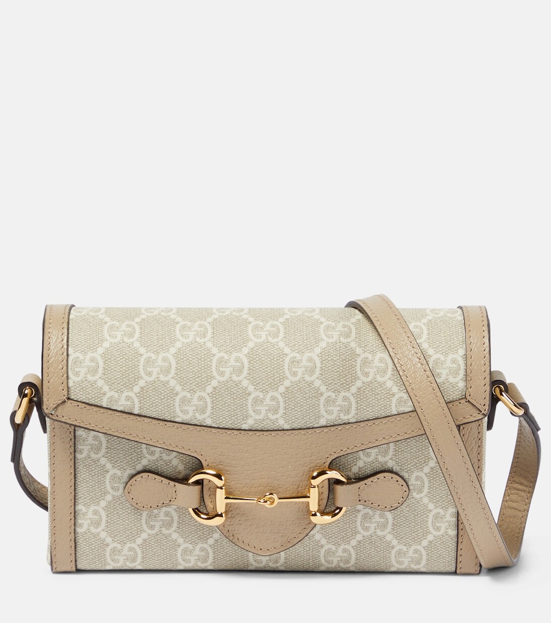 

Мини-сумка через плечо Gucci Horsebit 1955 GG Gucci, бежевый