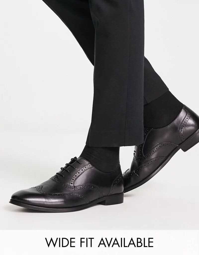 

Черные кожаные оксфорды броги ASOS