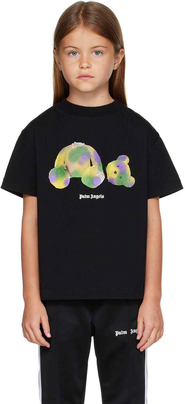

Детская черная футболка Palm Angels Pop Pa Bear