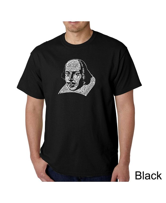 Мужская футболка с рисунком Word Art — Шекспир LA Pop Art, черный