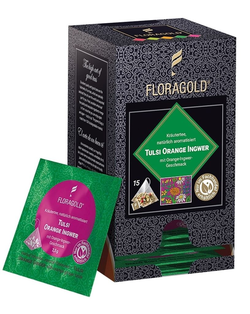 

Чай травяной TULSI ORANGE GINGER от Floragold, 15 пакетиков-пирамидок