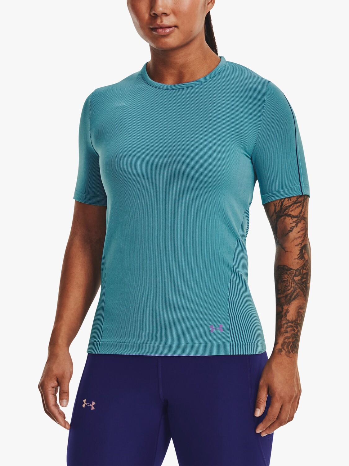 

Бесшовный спортивный топ с короткими рукавами Under Armour Rush, Glacier Blue