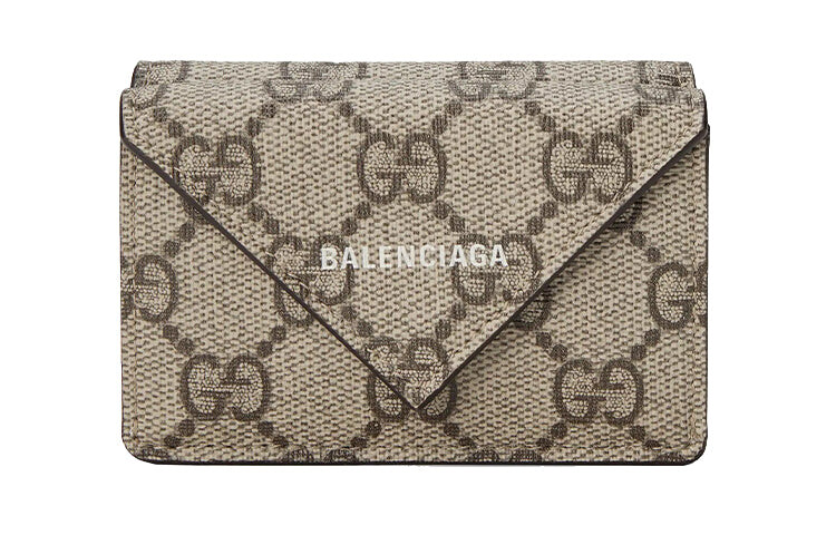 

Мини-кошелек мужской Gucci x Balenciaga The Hacker Project Papier, темно-бежевый