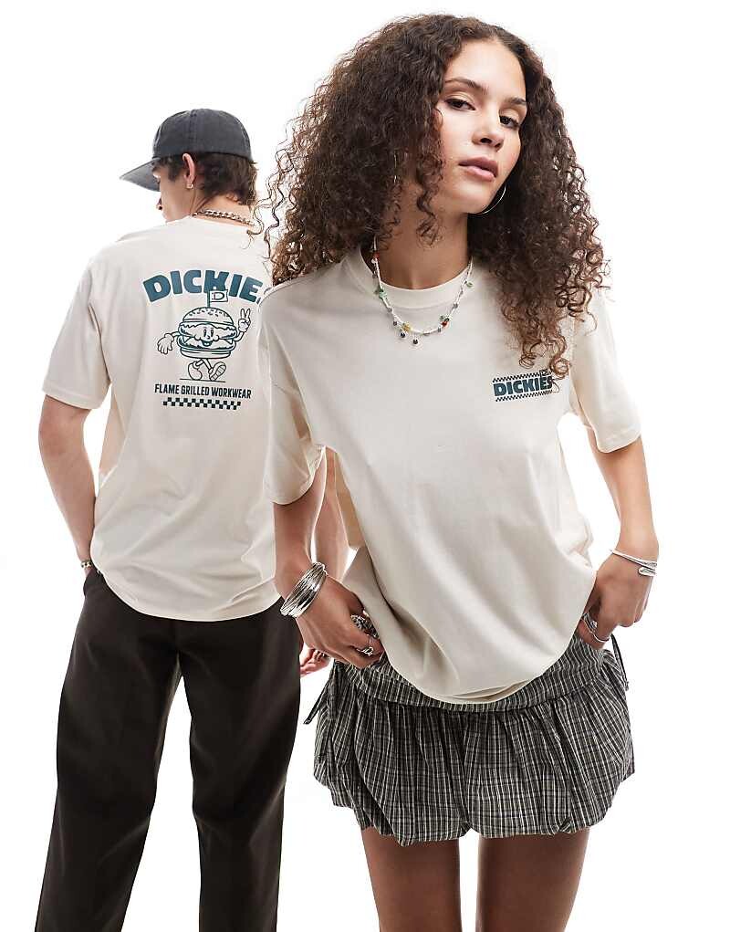 

Dickies – Colstrip – Футболка из шерсти белого цвета с принтом на спине