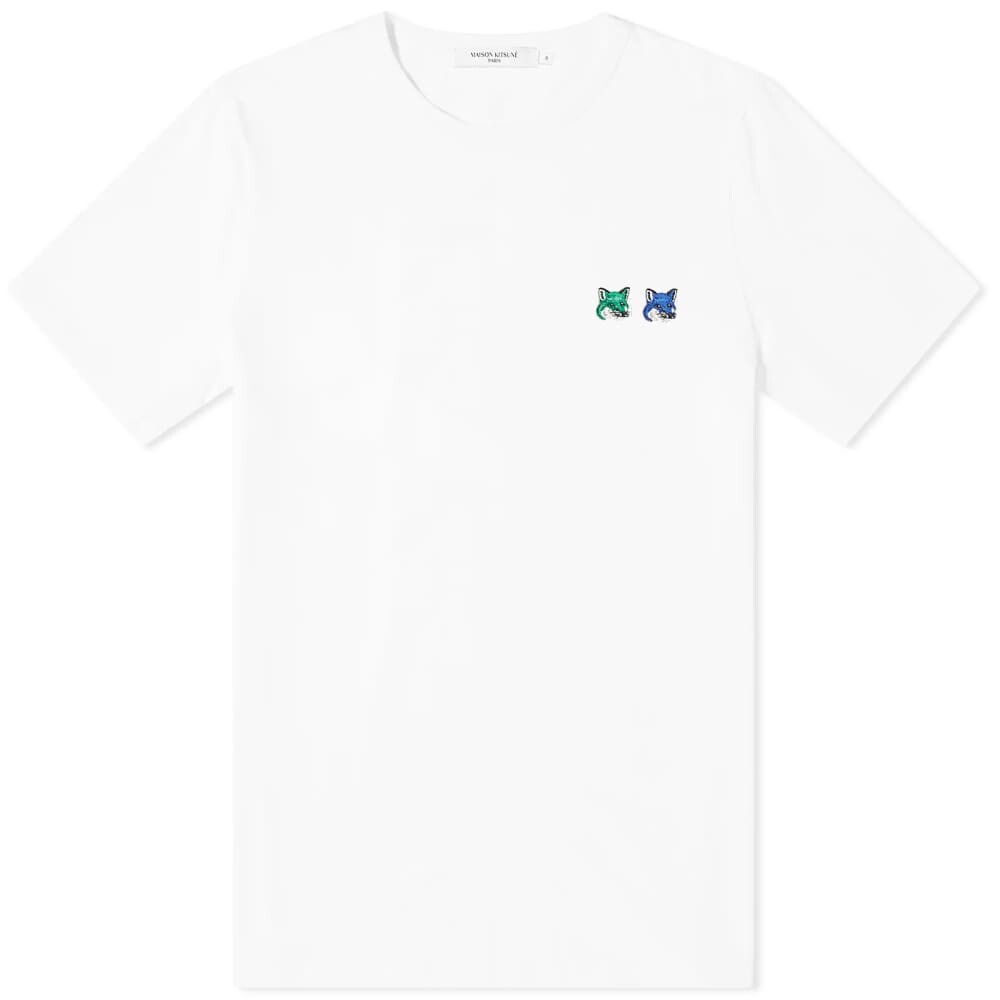 

Классическая футболка Maison Kitsune с двойной монохромной нашивкой в ​​виде головы лисы, белый