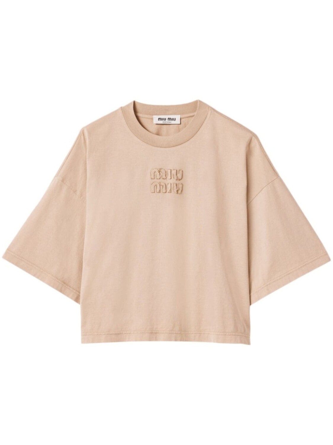 

Miu Miu футболка из джерси, окрашенная в готовом виде, нейтральный цвет