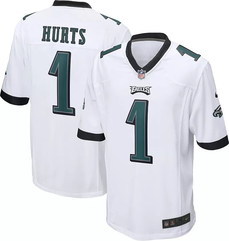 Мужская белая игровая майка Nike Philadelphia Eagles Jalen Hurts #1