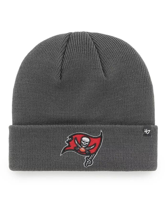

Мужская базовая вязаная шапка с манжетами графитового цвета Tampa Bay Buccaneers Primary '47 Brand, серый