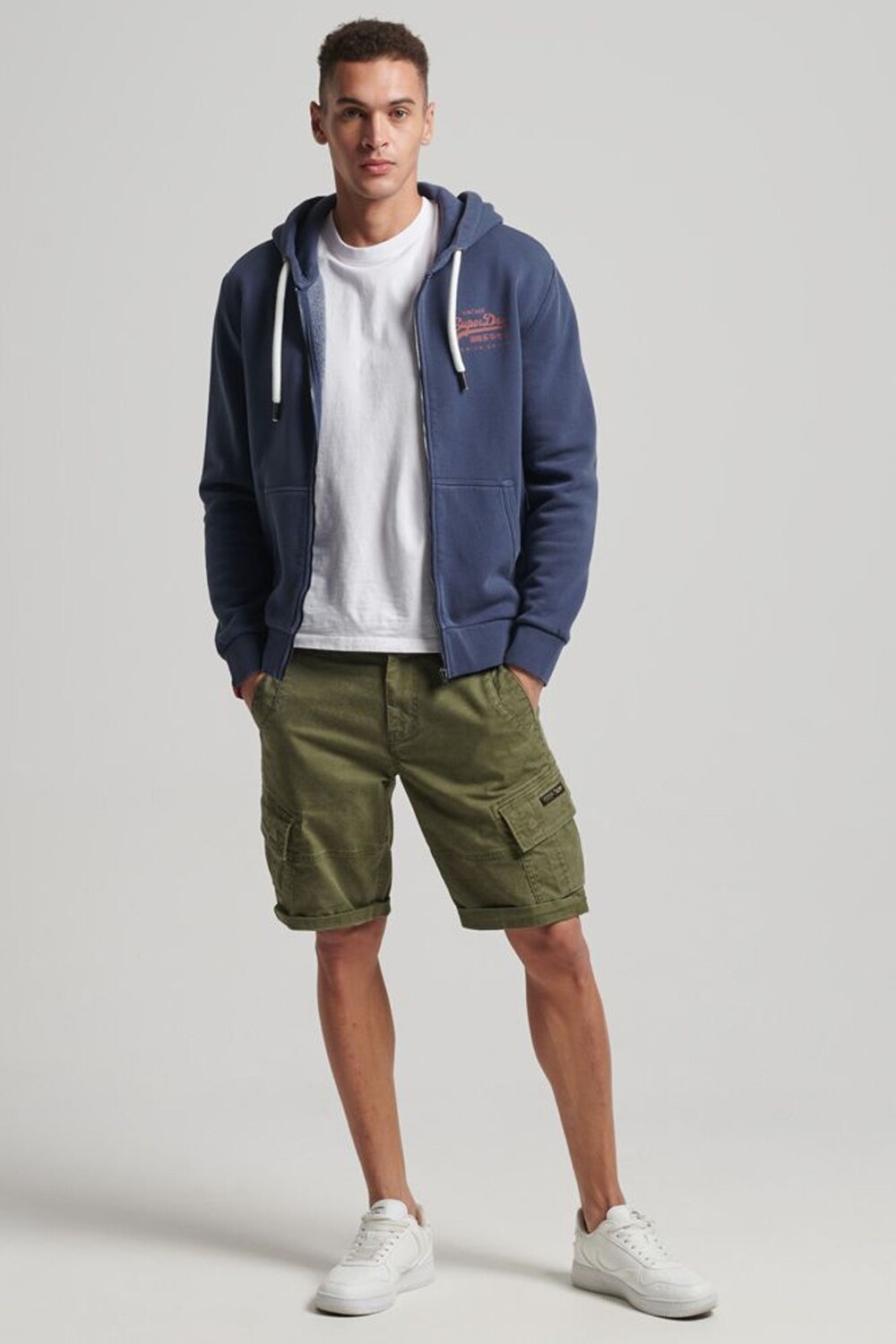 

Винтажная толстовка с логотипом и застежкой-молнией Superdry, синий