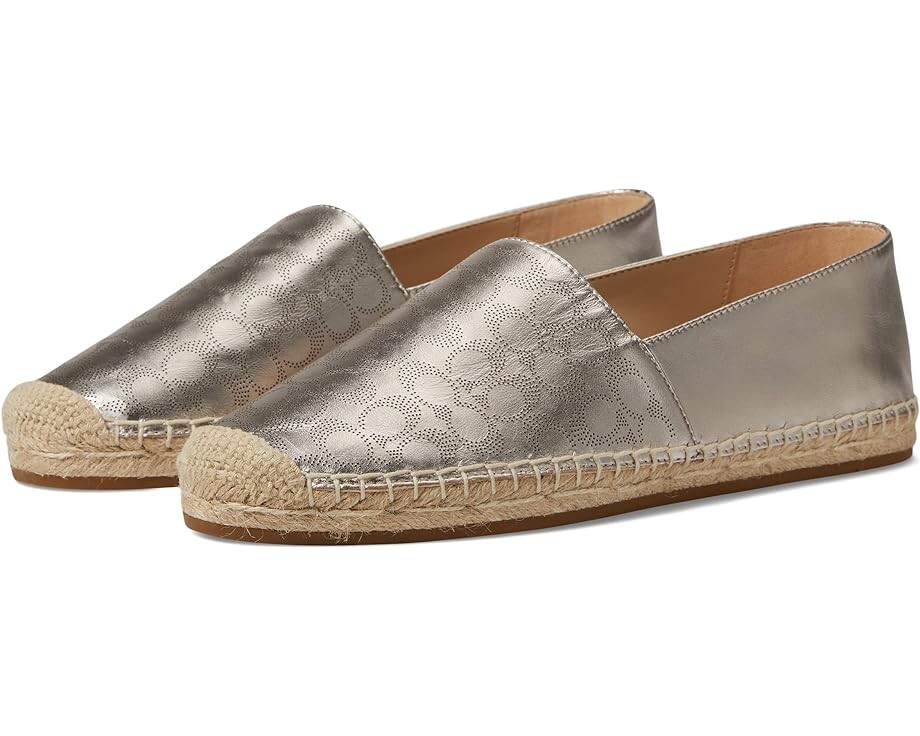 Лоферы COACH Carley Metallic Leather Espadrille, цвет Platinum Champagne кожаные эспадрильи carley leather c6763 rzh coach розовый