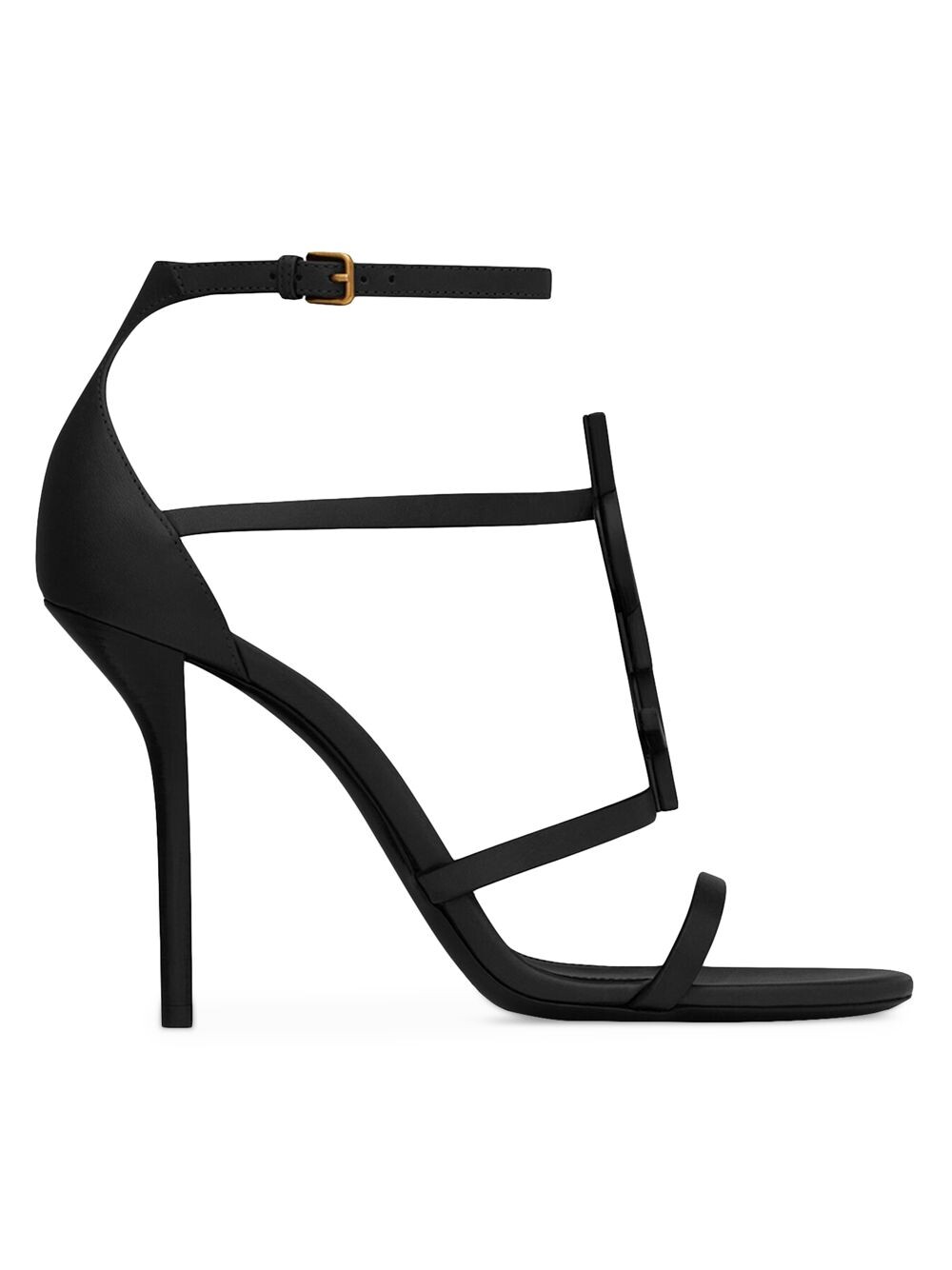 

Кожаные сандалии Cassandra с ремешками и логотипом Saint Laurent, черный