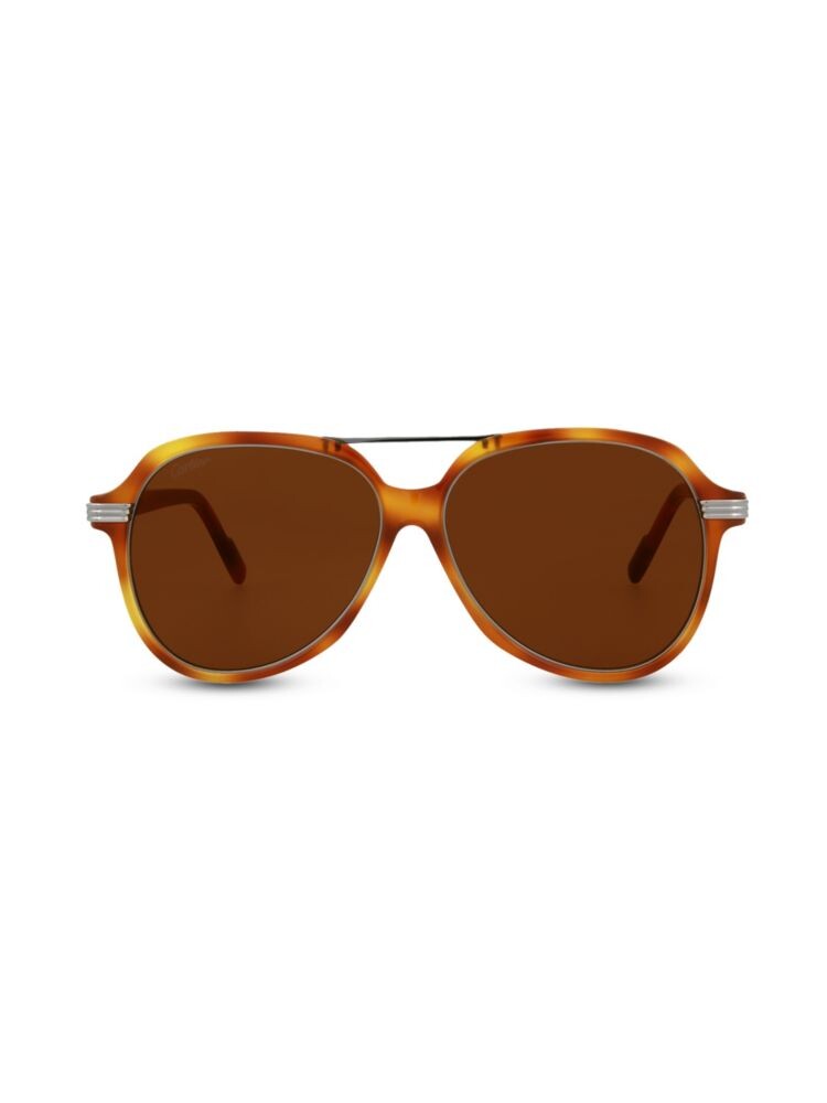 

Солнцезащитные очки-авиаторы 57MM Cartier, цвет Havana Brown