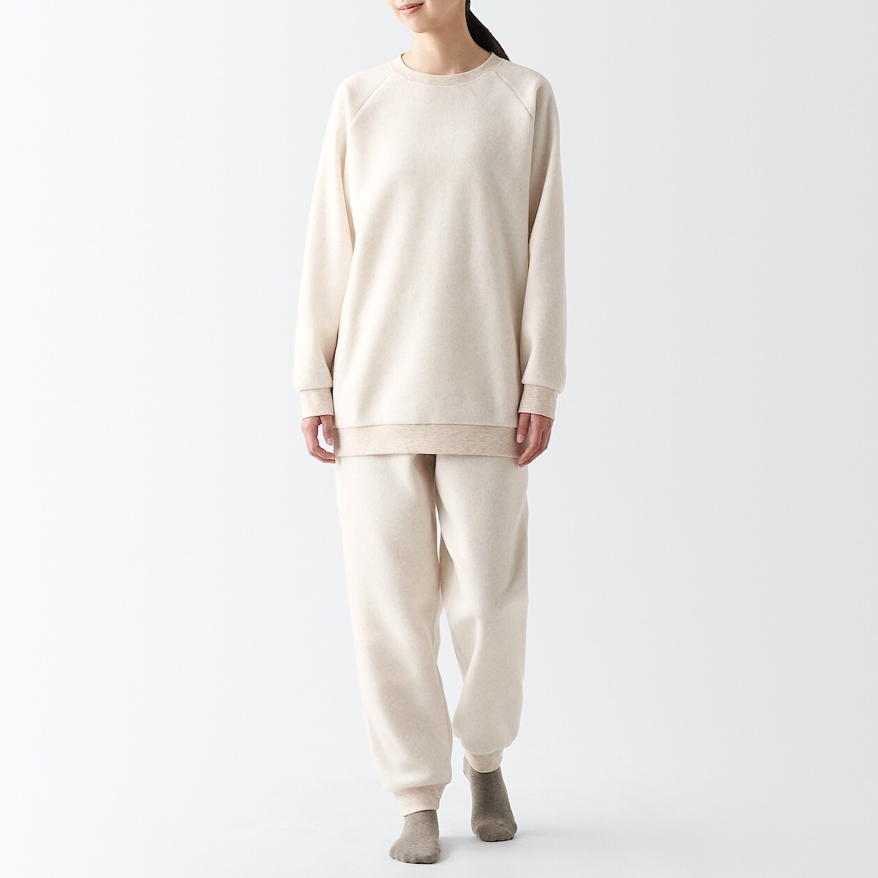 

Комплект домашней одежды из гладкого флиса MUJI, слоновая кость