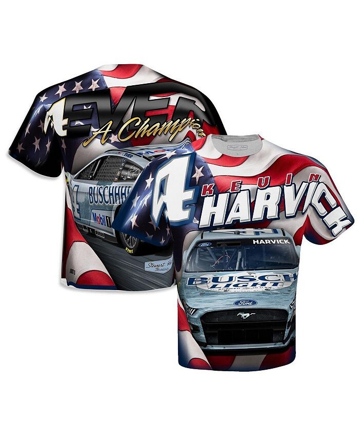 

Мужская белая сублимированная патриотическая футболка Кевина Харвика Stewart-Haas Racing Team Collection, белый