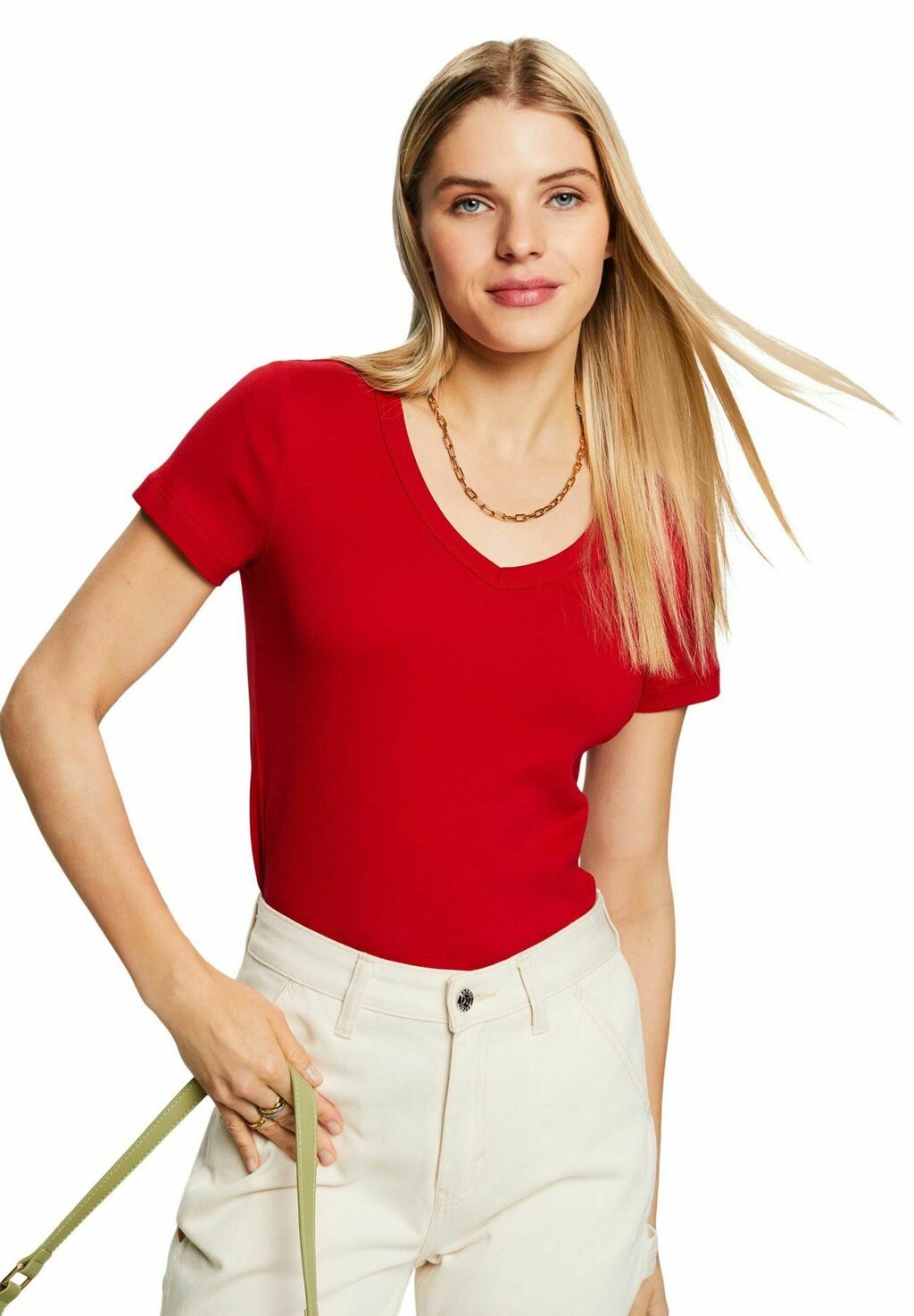 

Футболка базовая NOS V-NK Esprit, цвет dark red