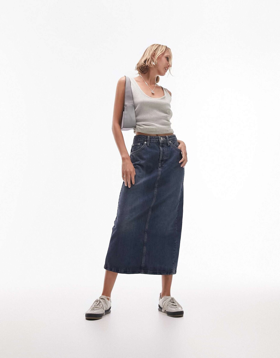 

Джинсовая миди-юбка Topshop Petite цвета индиго