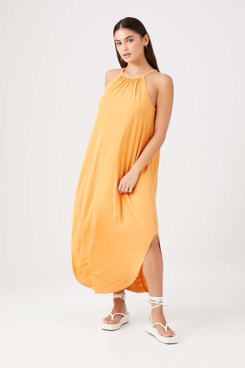 

Платье макси с дельфиновым краем Forever 21, кэмел
