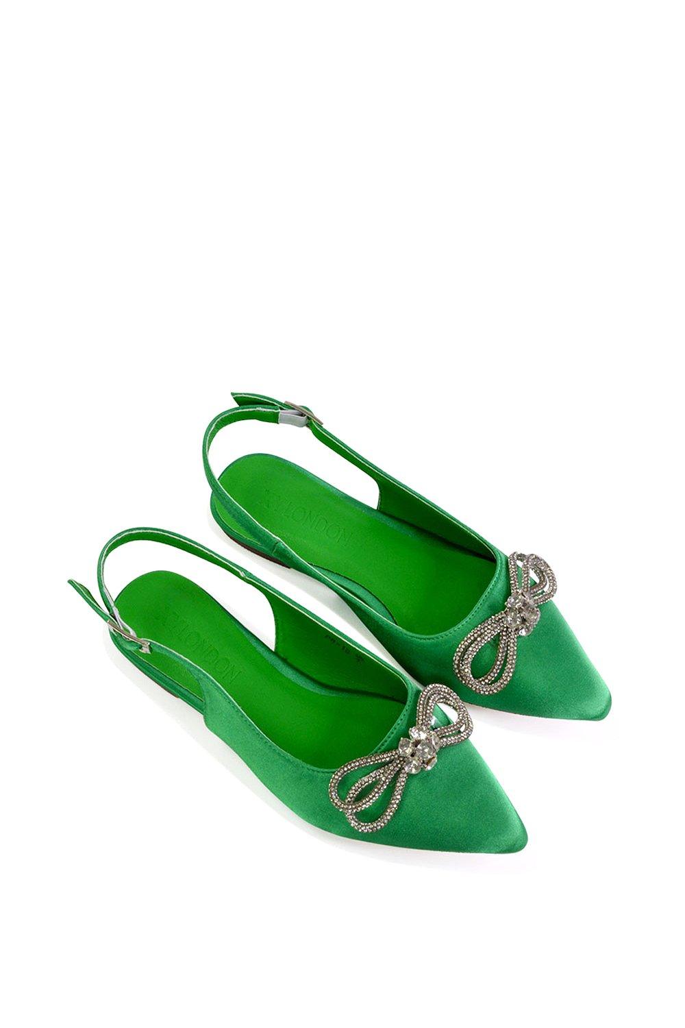 Туфли-лодочки 'Ossie' с открытой пяткой и стразами и острым носком с бантом XY London, зеленый