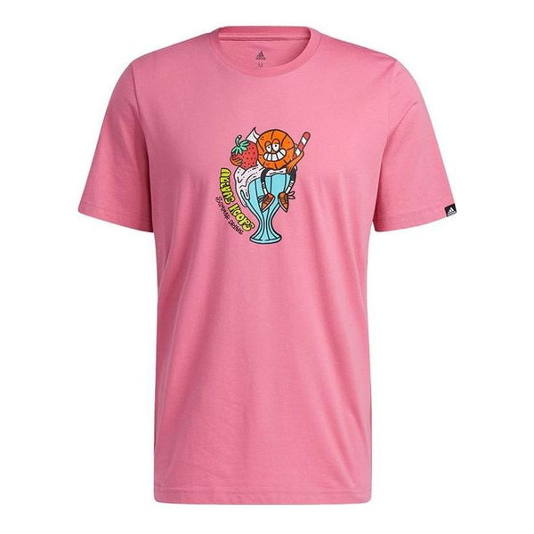 Футболка Men's Adidas Cartoon Basketball Printing Sports Short Sleeve Pink T-Shirt, розовый футболка adidas casual sports stylish short sleeve pink t shirt розовый