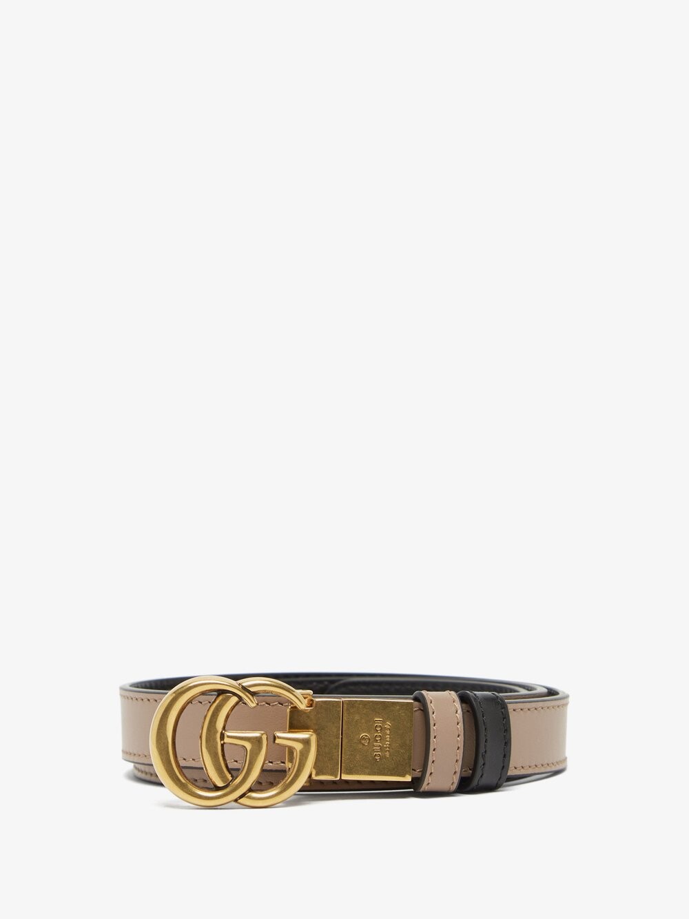 

Кожаный ремень с узором gg marmont Gucci, бежевый