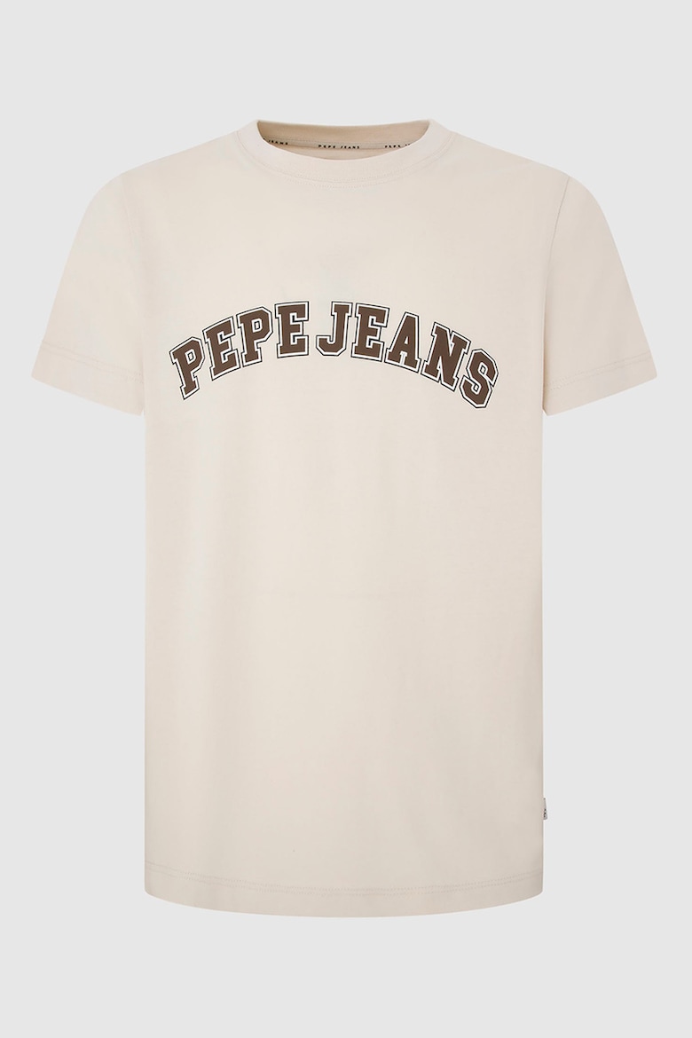 Футболка с логотипом и овальным вырезом Pepe Jeans London, бежевый