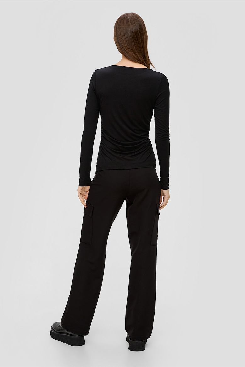 Блузка с овальным вырезом Q/S By S Oliver, черный брюки с высокой талией q s by s oliver черный