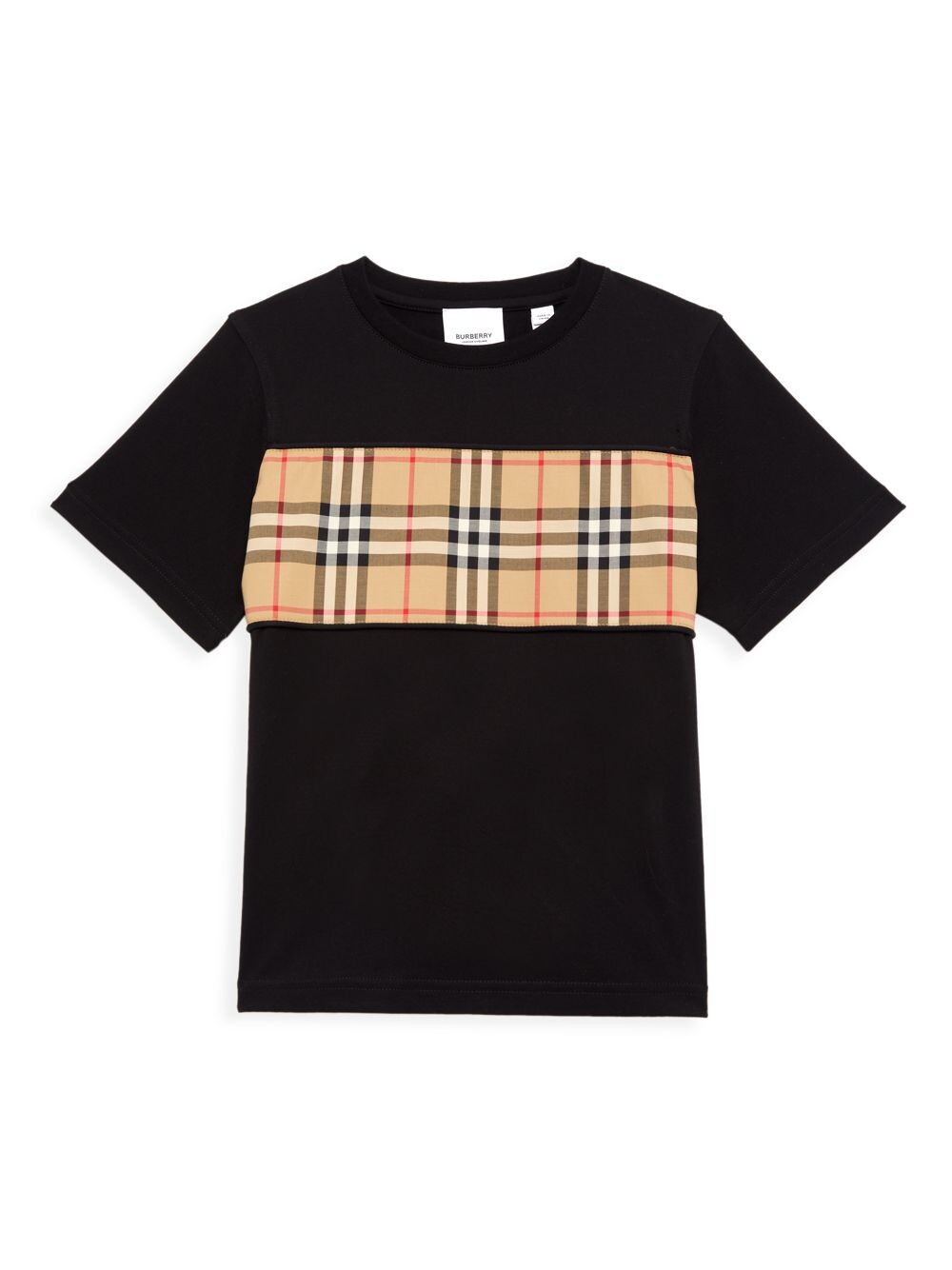 

Футболка с круглым вырезом в клетку Little Boy's & Boy's Burberry, черный
