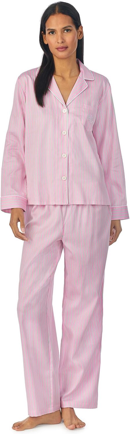 

Сатиновый пижамный комплект с вырезами LAUREN Ralph Lauren, цвет Pink Stripe