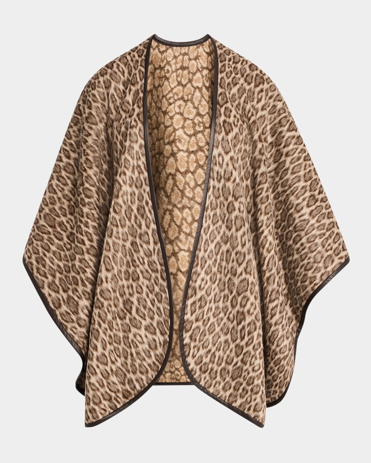 

Кейп с леопардовым принтом и отделкой из кожи напа Sofia Cashmere, цвет Cam