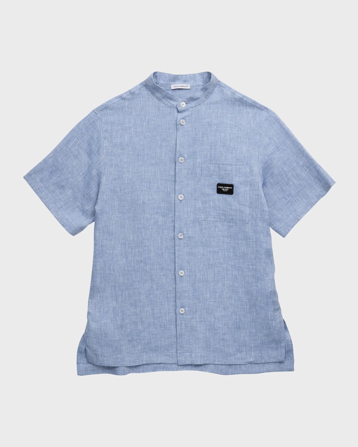 

Льняная рубашка для мальчиков с нашивкой-логотипом Dolce&Gabbana, цвет Light Blue