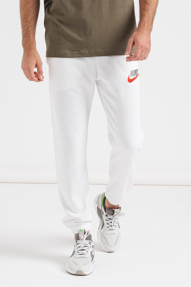 Хлопковые спортивные брюки с вышитым логотипом Nike, белый