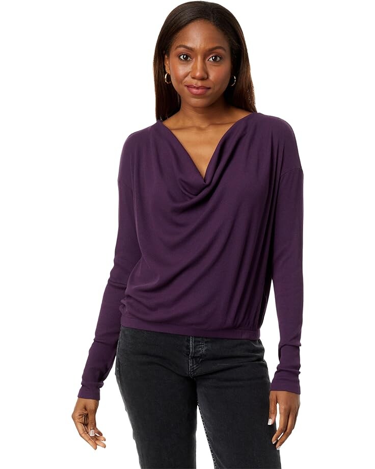 

Футболка bobi Los Angeles Cowl Neck Elastic Hem, фиолетовый