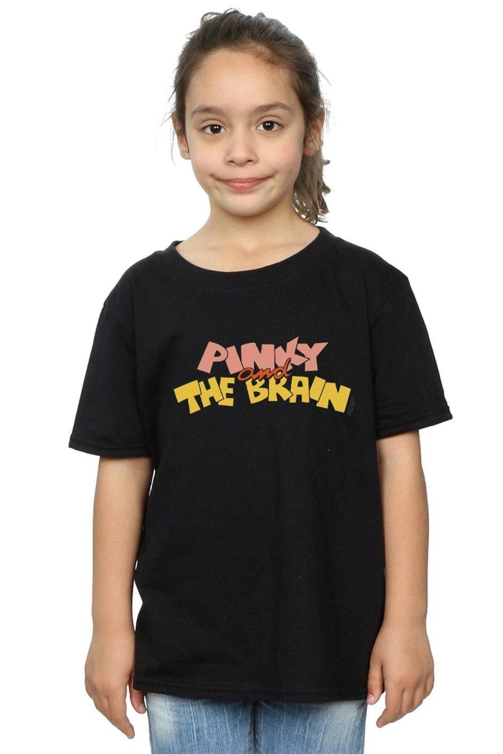 Хлопковая футболка с логотипом Pinky And The Brain Animaniacs, черный