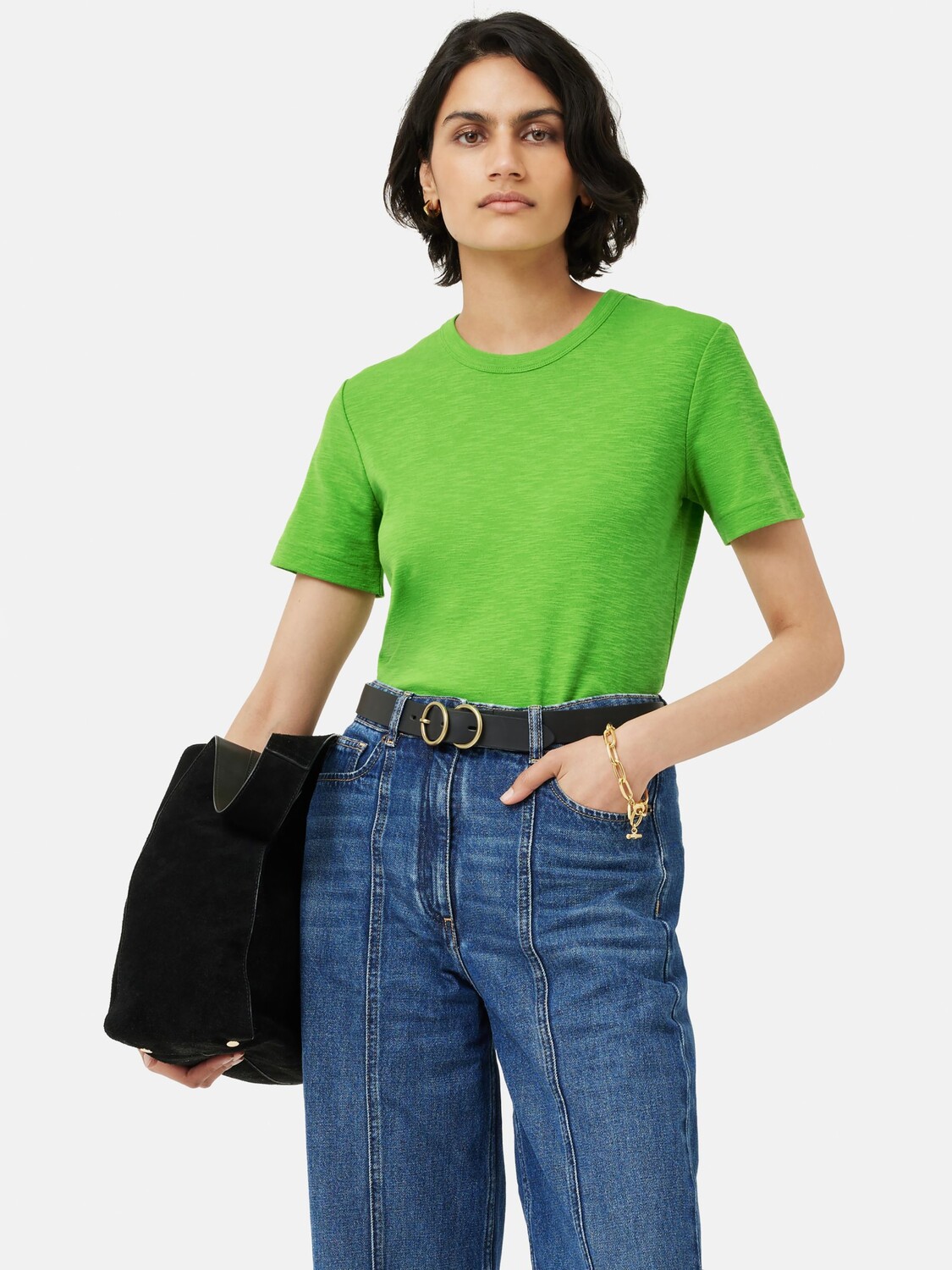 

Футболка Jigsaw Cotton Luxe с короткими рукавами, зеленая, Зеленый