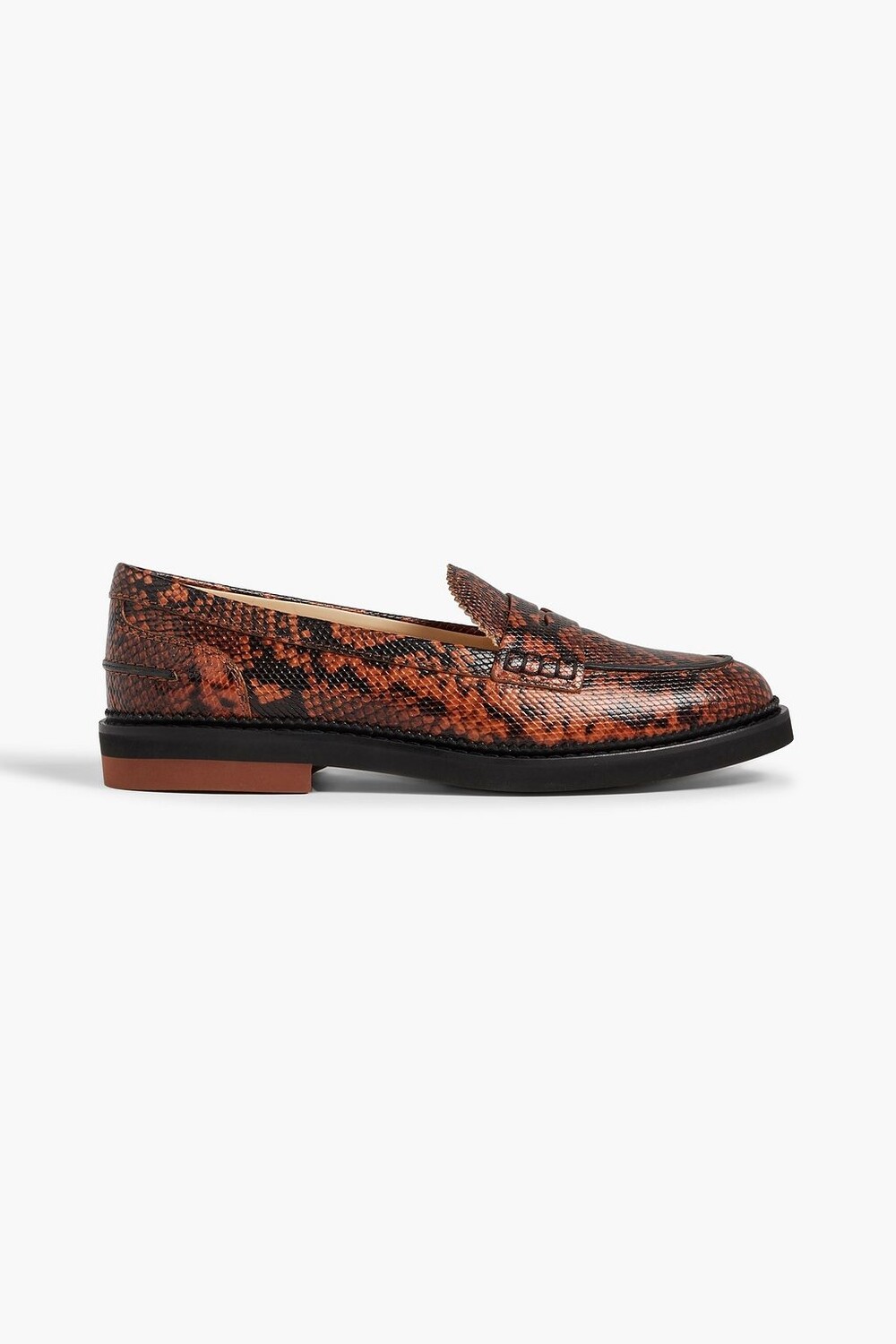 

Кожаные лоферы со змеиным эффектом TOD'S, животный принт