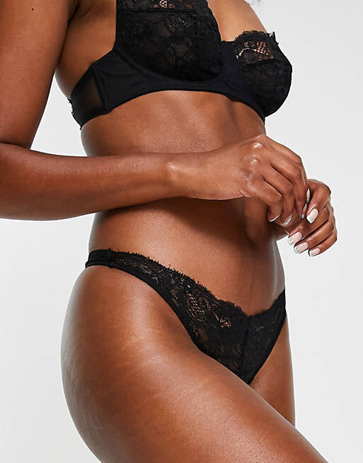 

Черные кружевные стринги Topshop Luna