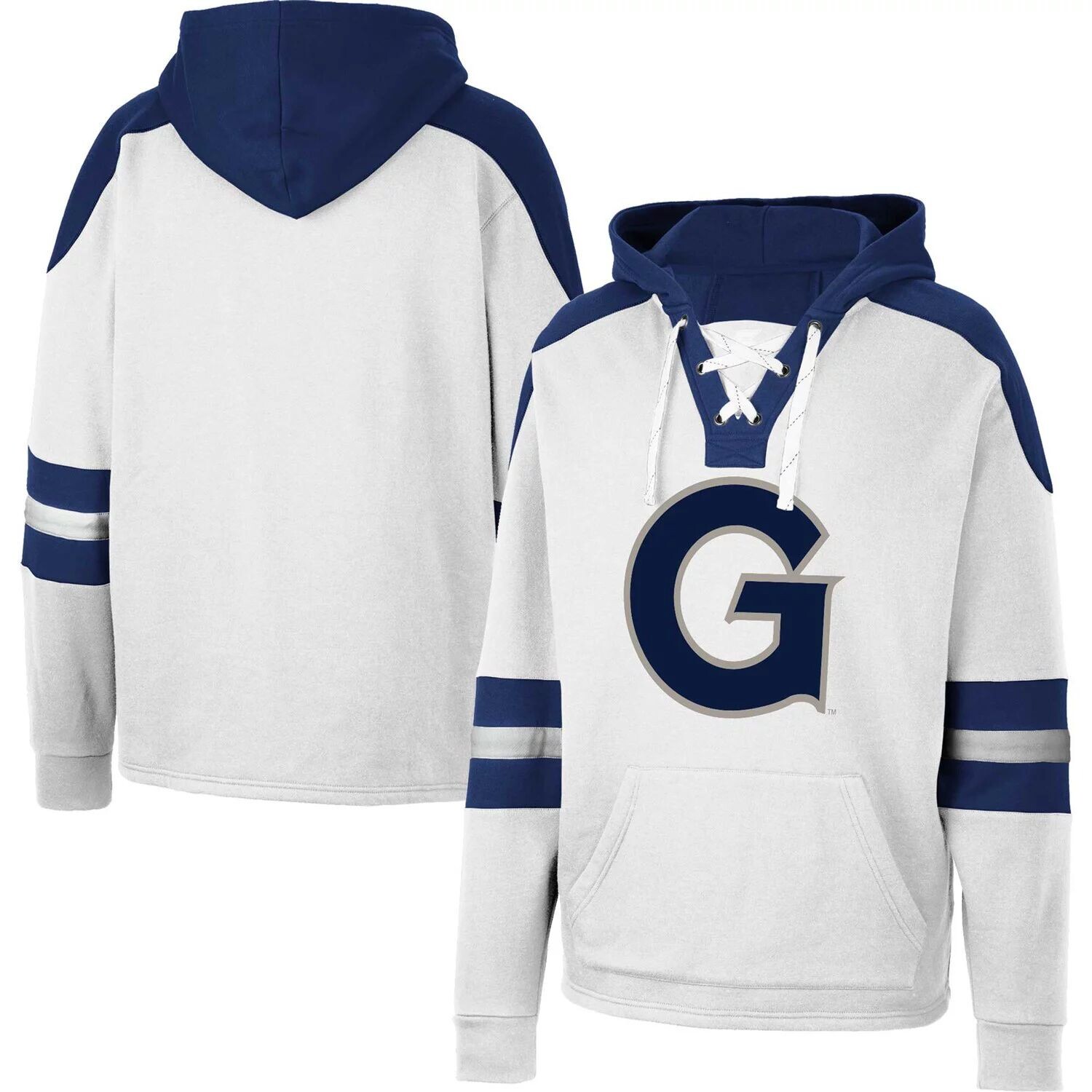 

Мужской белый пуловер с капюшоном Georgetown Hoyas Lace-Up 4.0 Colosseum