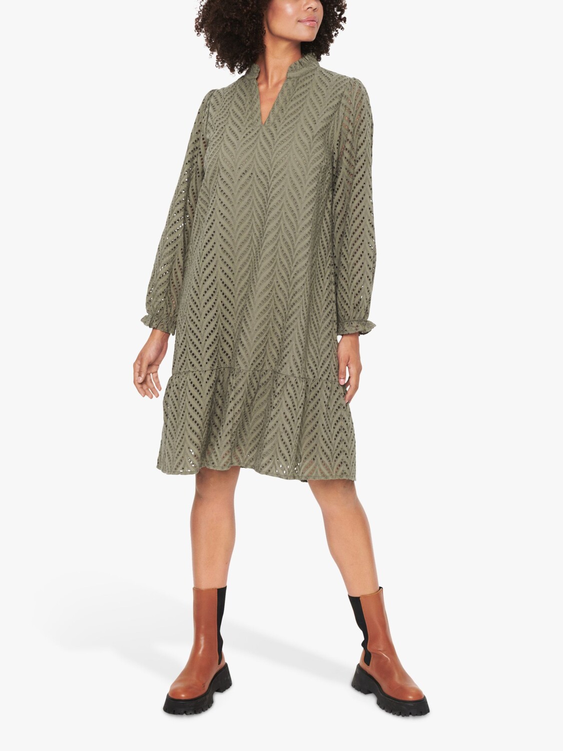 

Платье-туника из хлопка Saint Tropez Poline Broderie Anglaise, мускус