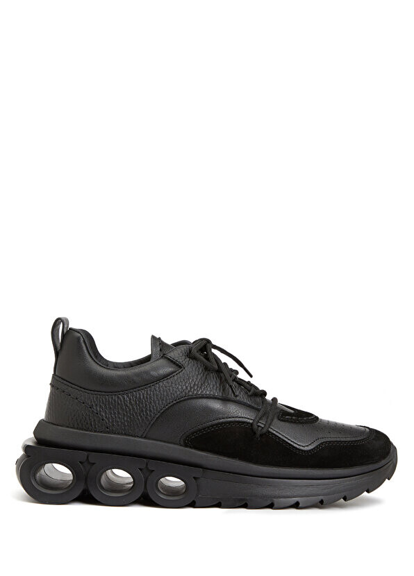 

Черные мужские кожаные кроссовки Ferragamo