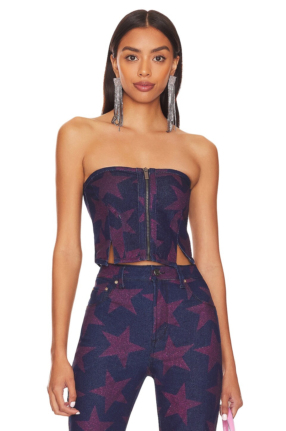 

Бюстье AFRM Braxton Crop Zip, цвет Dark Rinse Wash