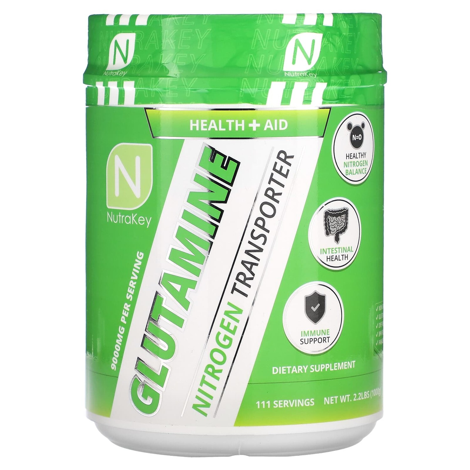

Глутамин, 1000 г (2,2 фунта), Nutrakey